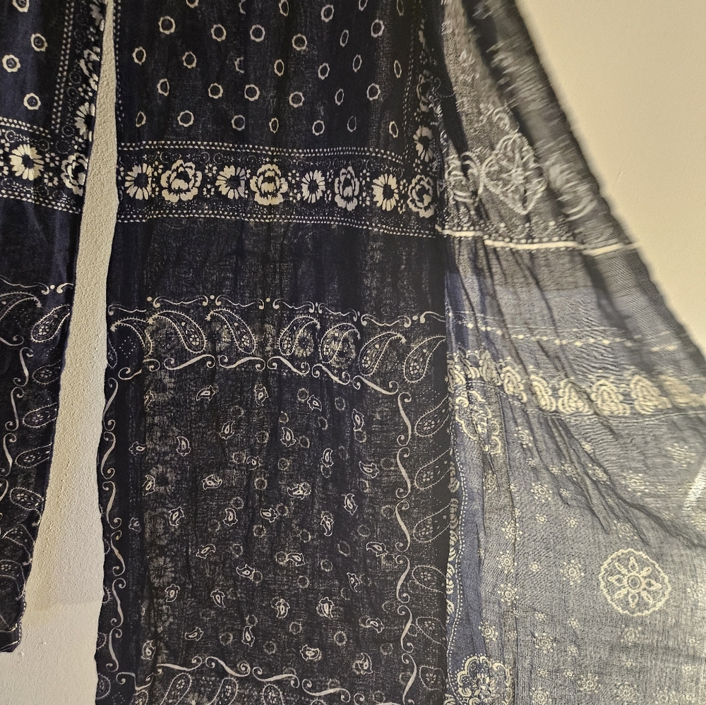 Denim & Supply Ralph Lauren Navy Blue Paisley Wide Leg Pants - Picture 4 of 11